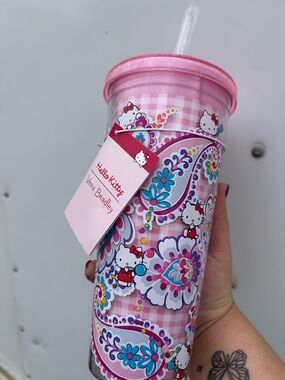 Vera Bradley Hello Kitty Pink Paisley Travel Tumbler